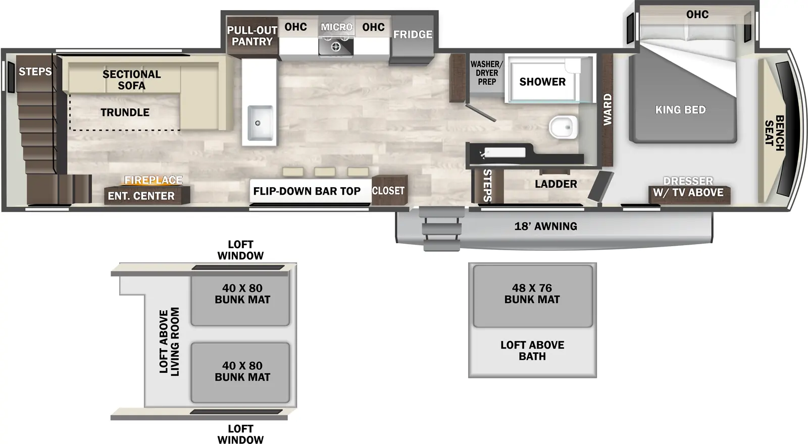 Cedar Creek Cottage 41FWC Floorplan